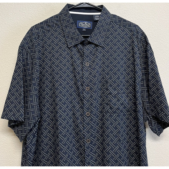 Nat Nast Men's Button Up Shirt Size XL Navy/Black/Cream Zig Zag Print - Picture 5 of 11